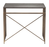 Zuo Modern Zemo Fir Wood, Steel Modern Commercial Grade Desk Gray, Antique Gold Fir Wood, Steel