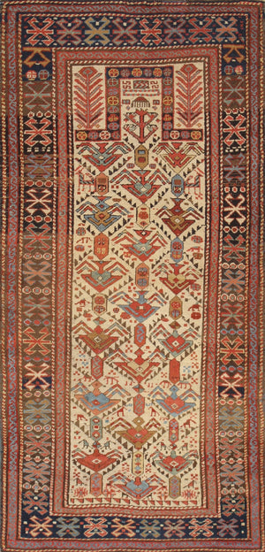 Pasargad Antique Azerbaijan Ivory Lamb's Wool Area Rug ' ' 021672-PASARGAD