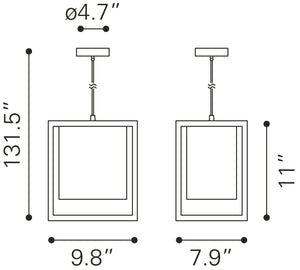 Zuo Modern Yves Steel Modern Commercial Grade Ceiling Lamp Gold, Black Steel