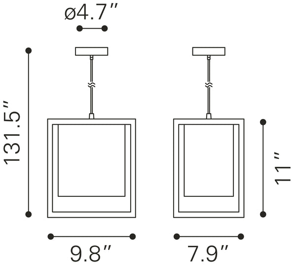 Zuo Modern Yves Steel Modern Commercial Grade Ceiling Lamp Gold, Black Steel