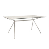 Atos 60" Rectangle Dining Table/Desk with Clear Tempered Glass Top and Chrome Base