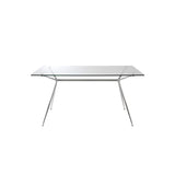 Atos 66" Rectangle Dining Table/Desk with Clear Tempered Glass Top and Chrome Base