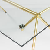 Atos 66" Rectangle Dining Table/Desk with Clear Tempered Glass Top and Matte Brushed Gold Base