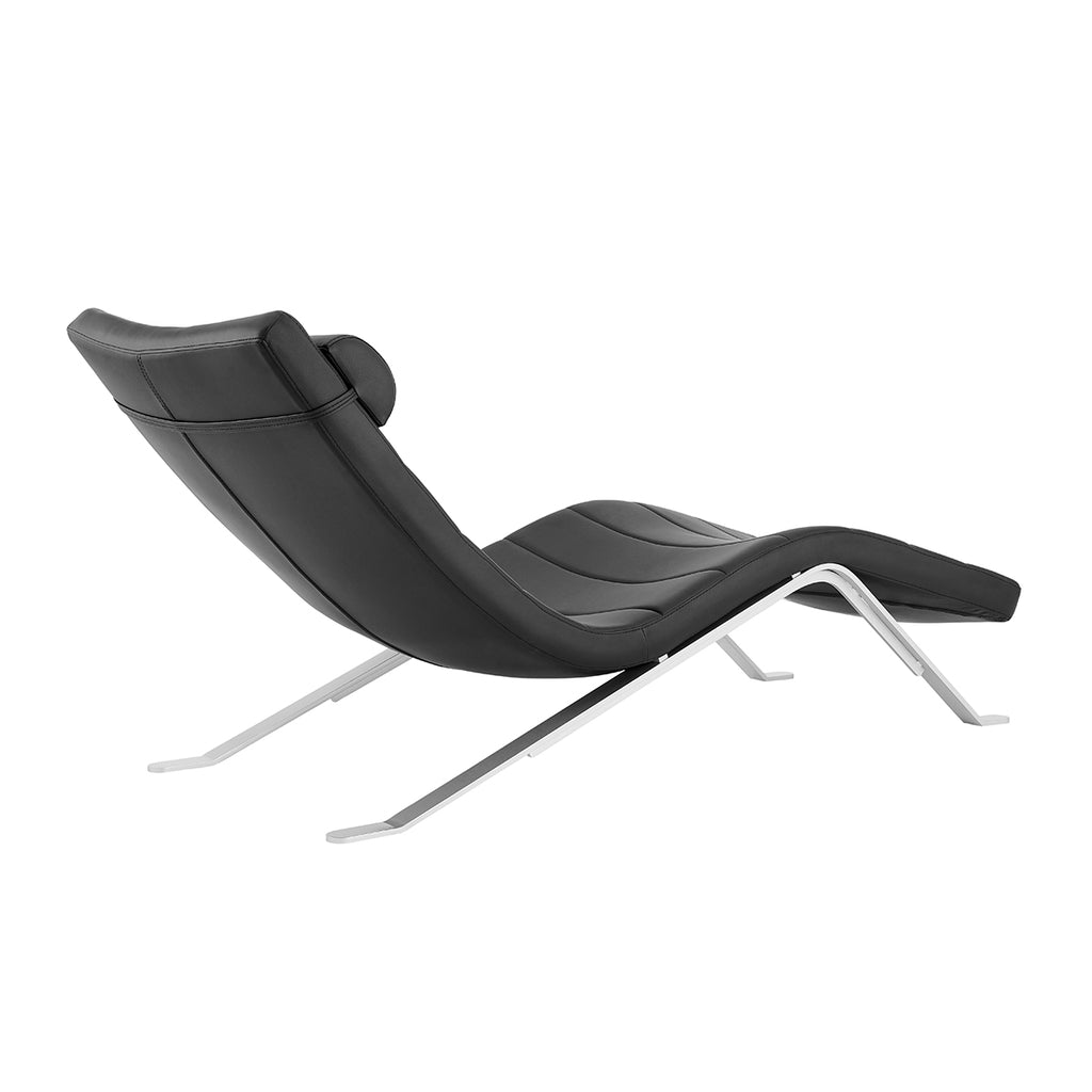 Gilda Lounge Chair in Black with Silver Base