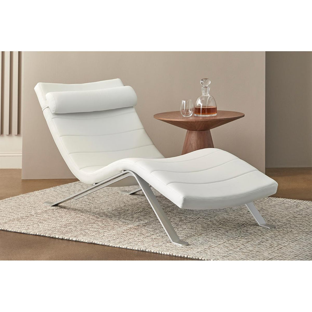 Gilda Lounge Chair in White with Silver Base