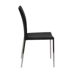 Diana Stacking Side Chair in Black with Polished Stainless Steel Legs - Set of 2