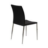 Diana Stacking Side Chair in Black with Polished Stainless Steel Legs - Set of 2