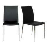 Diana Stacking Side Chair in Black with Polished Stainless Steel Legs - Set of 2