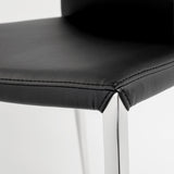 Diana Stacking Side Chair in Black with Polished Stainless Steel Legs - Set of 2