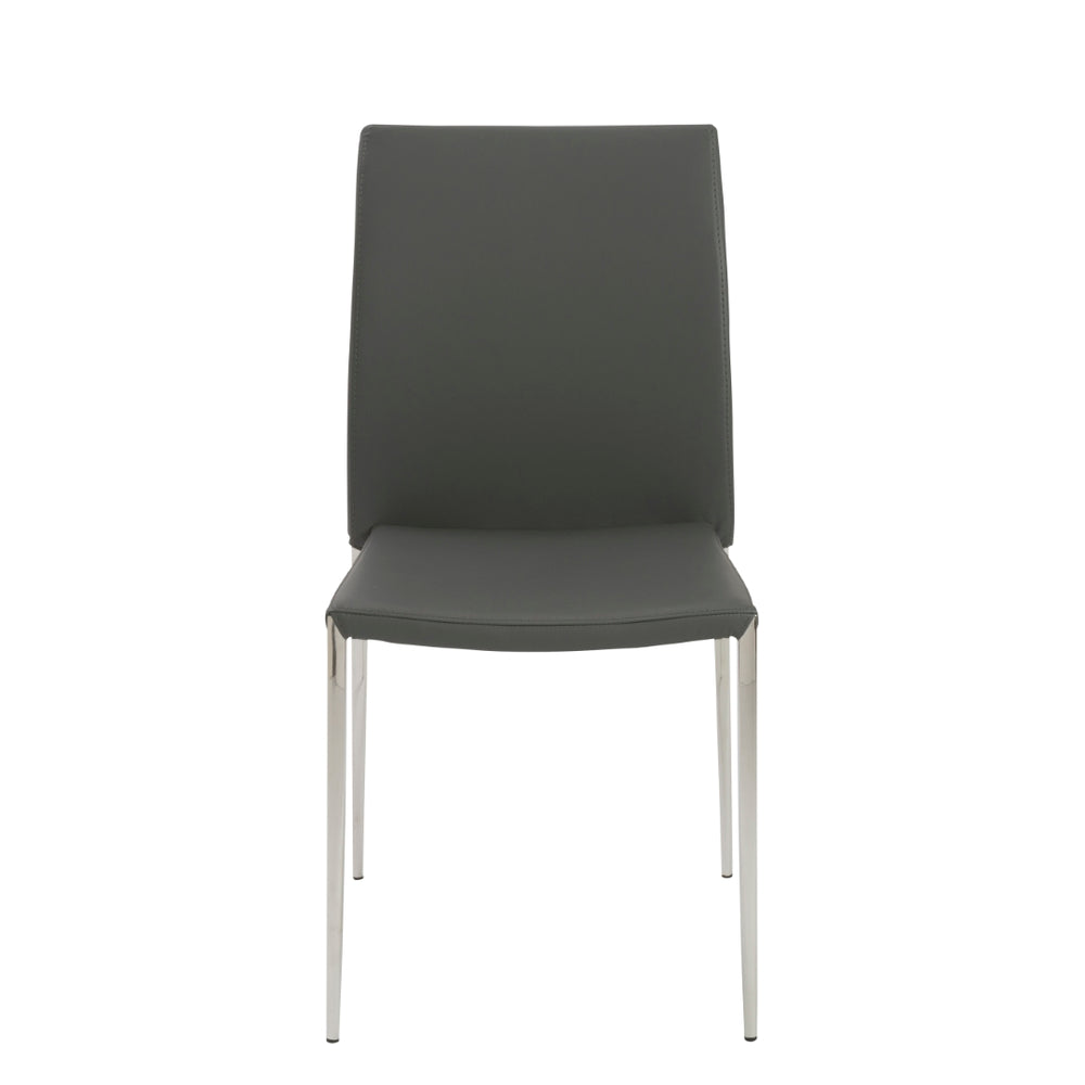 Diana Stacking Side Chair in Gray with Polished Stainless Steel Legs - Set of 2