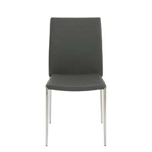 Diana Stacking Side Chair in Gray with Polished Stainless Steel Legs - Set of 2