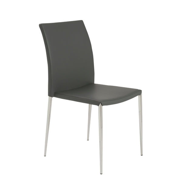 Diana Stacking Side Chair in Gray with Polished Stainless Steel Legs - Set of 2
