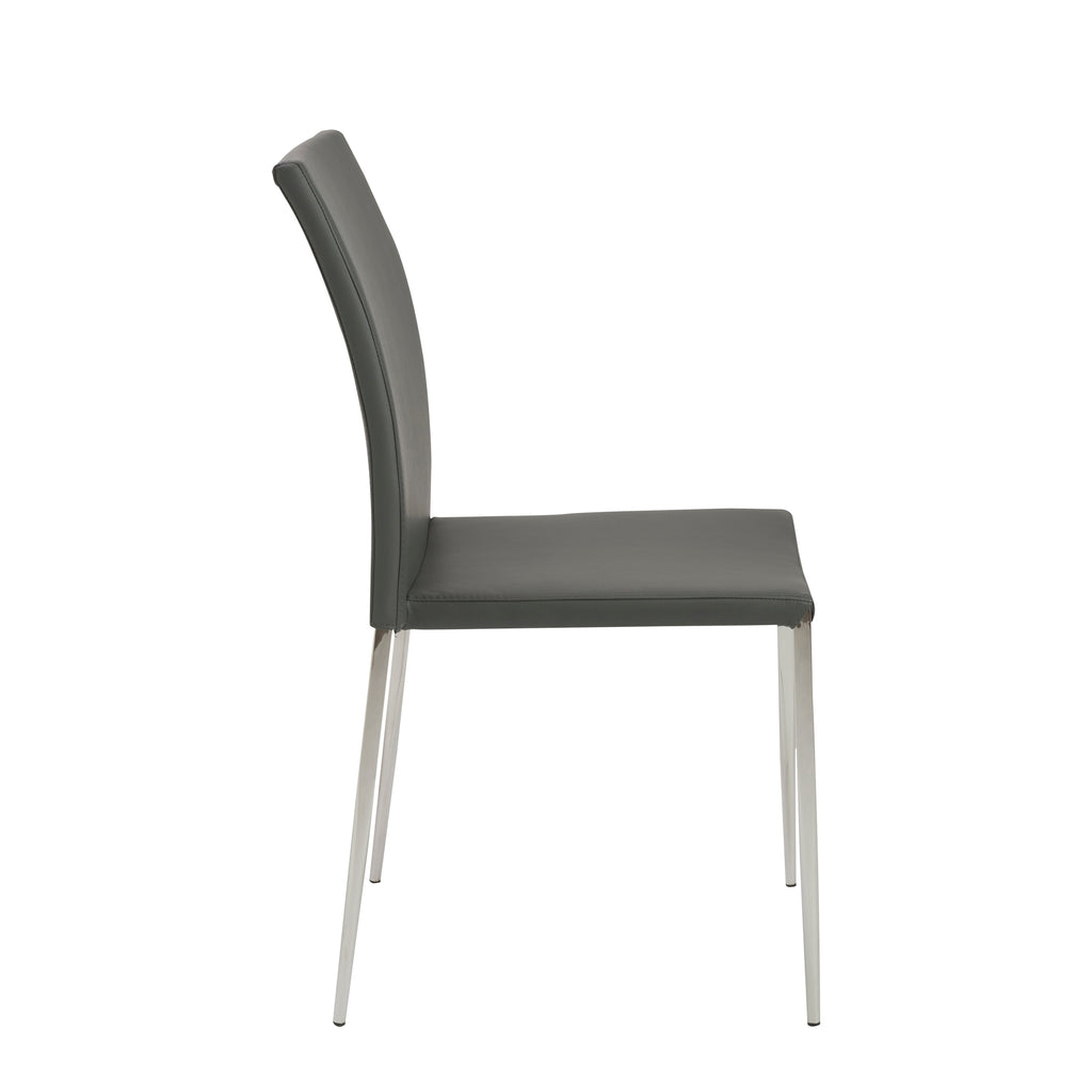 Diana Stacking Side Chair in Gray with Polished Stainless Steel Legs - Set of 2
