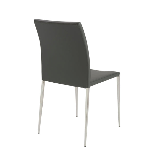 Diana Stacking Side Chair in Gray with Polished Stainless Steel Legs - Set of 2