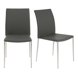 Diana Stacking Side Chair in Gray with Polished Stainless Steel Legs - Set of 2