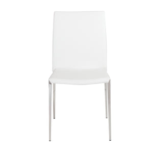 Diana Stacking Side Chair in White with Polished Stainless Steel Legs - Set of 2
