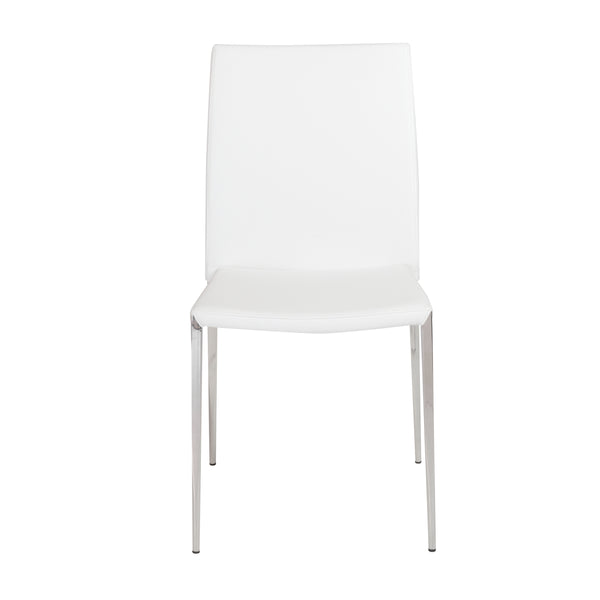 Diana Stacking Side Chair in White with Polished Stainless Steel Legs - Set of 2