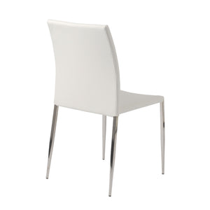Diana Stacking Side Chair in White with Polished Stainless Steel Legs - Set of 2