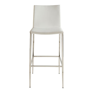 Diana Bar Stool in White with Polished Stainless Steel