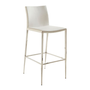 Diana Bar Stool in White with Polished Stainless Steel