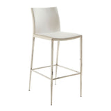 Diana Bar Stool in White with Polished Stainless Steel