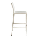 Diana Bar Stool in White with Polished Stainless Steel