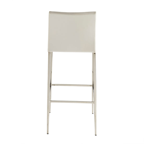 Diana Bar Stool in White with Polished Stainless Steel