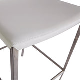 Diana Bar Stool in White with Polished Stainless Steel