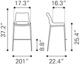 English Elm EE2648 100% Polyurethane, Plywood, Steel Modern Commercial Grade Counter Chair Set - Set of 2 Gray, Walnut 100% Polyurethane, Plywood, Steel