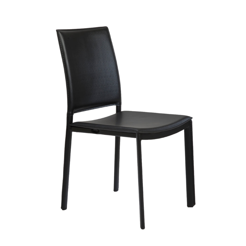 Kate Dining Chair in Black Leatherette - Set of 2