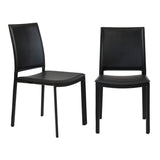 Kate Dining Chair in Black Leatherette - Set of 2