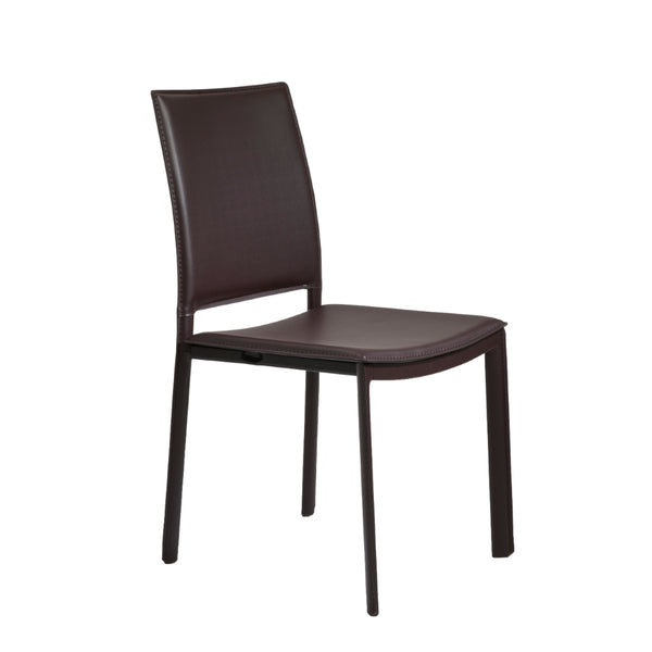 Kate Dining Chair in Brown Leatherette - Set of 2