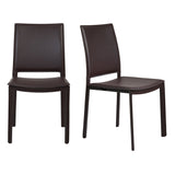 Kate Dining Chair in Brown Leatherette - Set of 2