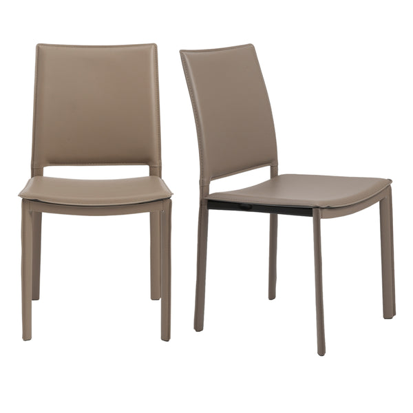 Kate Dining Chair in Taupe Leatherette - Set of 2