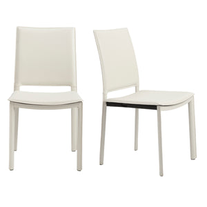 Kate Dining Chair in White Leatherette - Set of 2