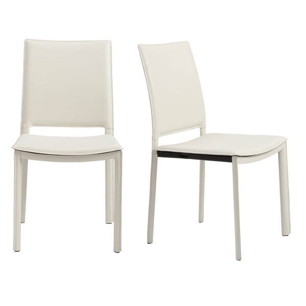 Kate Dining Chair in White Leatherette - Set of 2