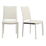 Kate Dining Chair in White Leatherette - Set of 2