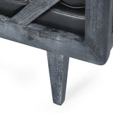 Zentner Rustic Tufted Double End Chaise Lounge with Bolster Pillows, Midnight Black and Gray Noble House