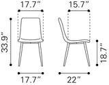 Zuo Modern Dolce 100% Polyurethane, Plywood, Steel Modern Commercial Grade Dining Chair Set - Set of 2 Vintage Brown, Black 100% Polyurethane, Plywood, Steel