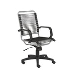 Bradley High Back Bungie Office Chair in Black with Aluminum Frame and Black Base