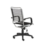 Bradley High Back Bungie Office Chair in Black with Aluminum Frame and Black Base