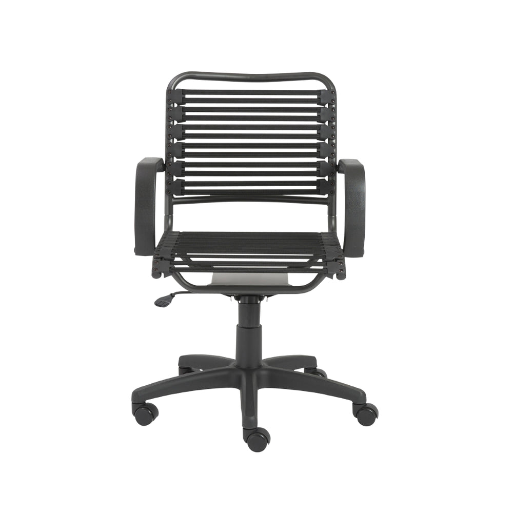 Bungie Flat Mid Back Office Chair in Black with Graphite Black Frame and Black Base