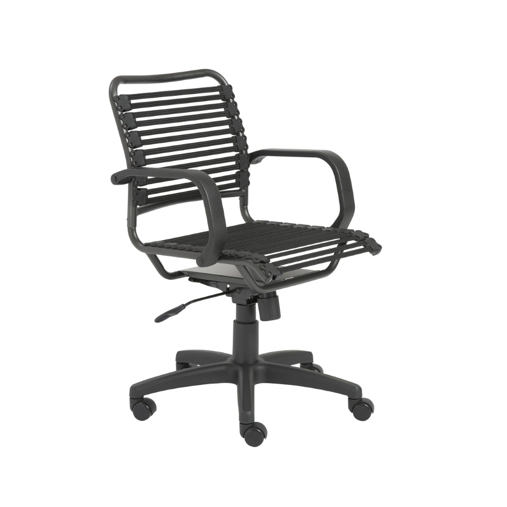 Bungie Flat Mid Back Office Chair in Black with Graphite Black Frame and Black Base