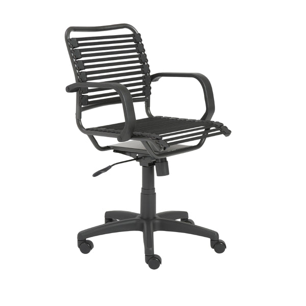 Bungie Flat Mid Back Office Chair in Black with Graphite Black Frame and Black Base