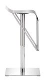 Zuo Modern Dazzer Stainless Steel Modern Commercial Grade Barstool Silver, Chrome Stainless Steel