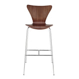 Tendy Bar Stool in American Walnut with Chrome Legs  - Set of 4