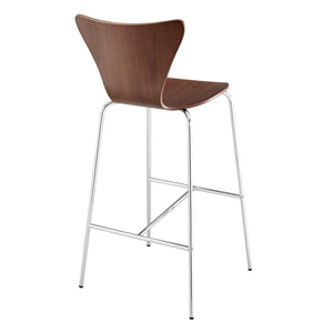 Tendy Bar Stool in American Walnut with Chrome Legs  - Set of 4