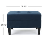 Zahra Contemporary Tufted Fabric Ottoman, Dark Blue and Dark Brown Noble House