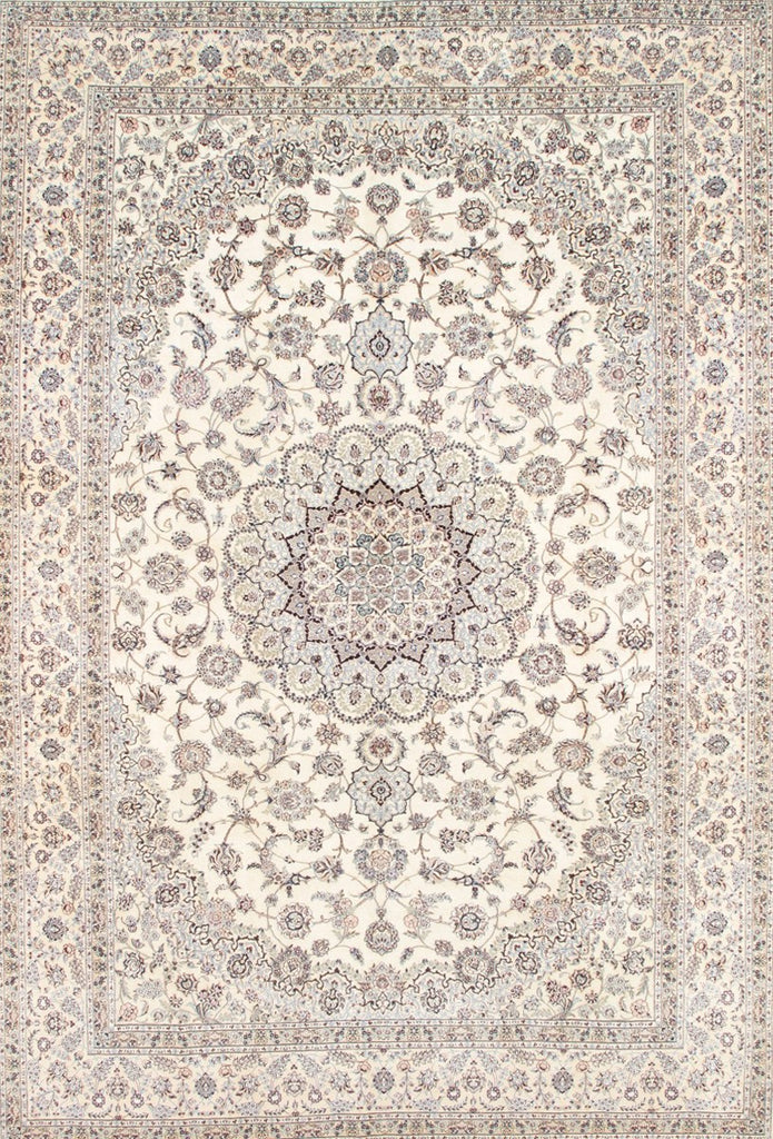 Pasargad Azerbaijan Collection Hand-Knotted Silk & Wool Area Rug , Ivory 029706-PASARGAD
