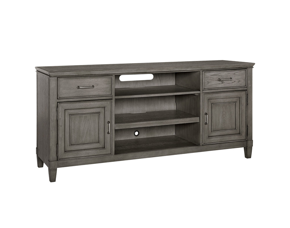 Newport 66" Stone Finish TV Console - Elegant Poplar & White Oak with Cable Management & Storage